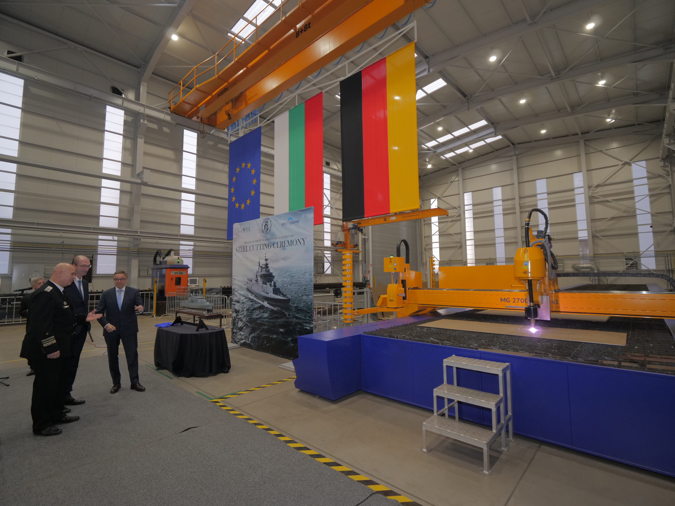 Official ceremony, marking the start of the cutting of the steel for the second new MMPV
